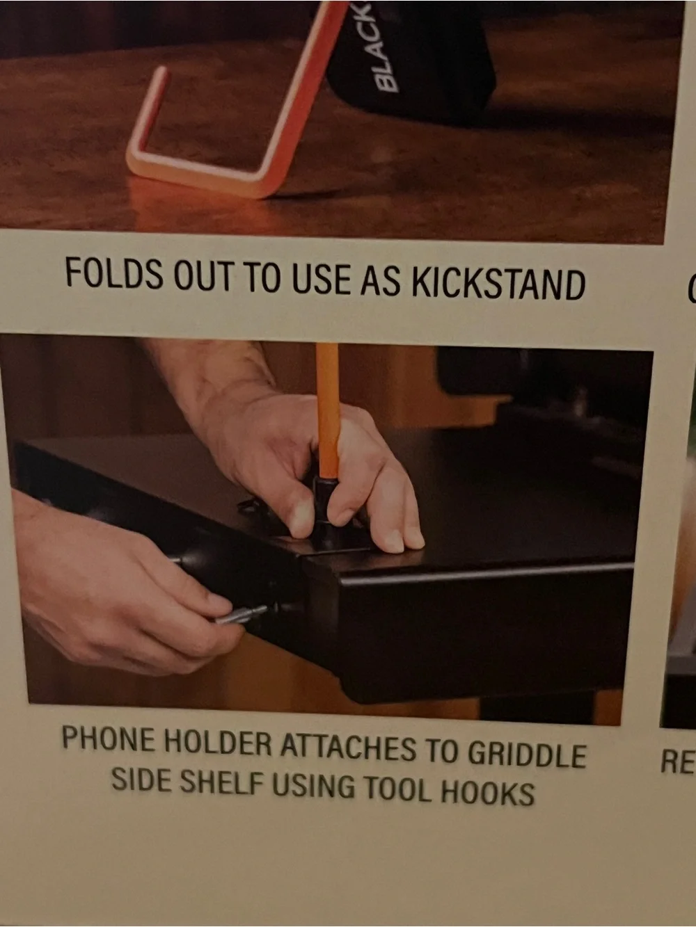 Blackstone Black Phone Holder with Orange Trim Griddle Light